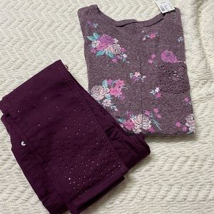 NWT Justice Leggings and Matching Long Sleeve Shirt